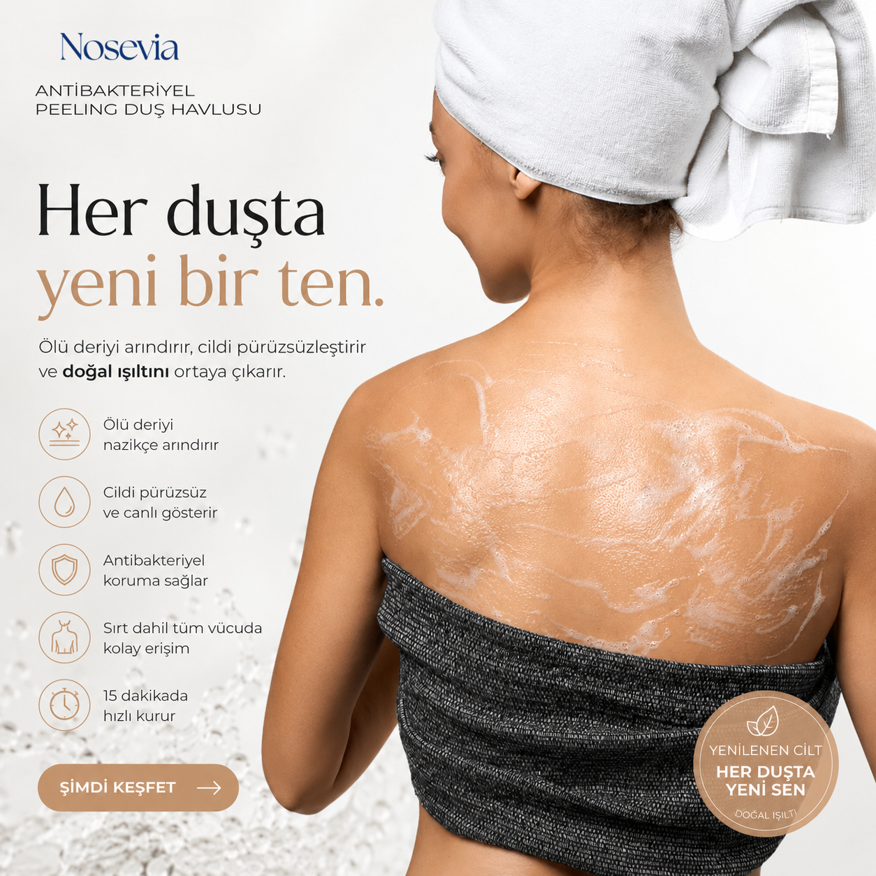 Antibakteriyel Peeling Duş Havlusu
