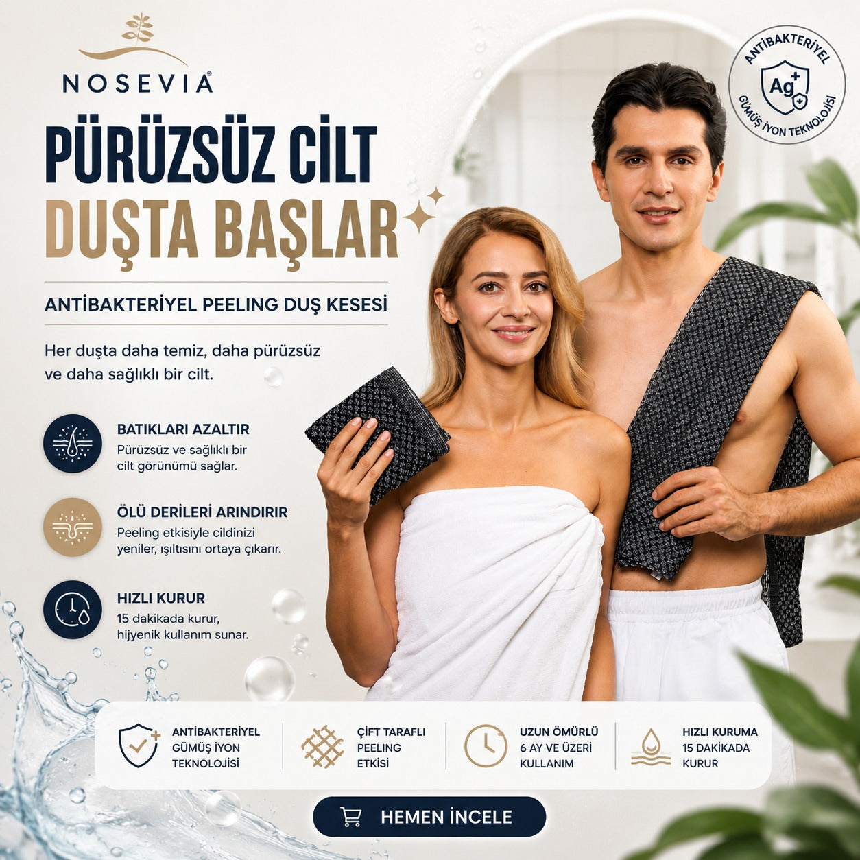 Antibakteriyel Peeling Duş Havlusu